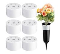Vocdikficy 6 Pièces de Vase Funéraire de Cimetière Insère Un Support de Support de Fleurs de Cimetière en Plastique avec Un Cimetière Réutilisable Cylindrique à 7 Trous