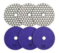 Vocdikficy 6 PièCes SéRies Dia 4 Pouces / 100Mm Grain 30 Diamant Tampons de Polissage à Sec RéSine Bond Flexible Disque de PonçAge à Sec pour Marbre CéRamique