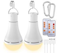 Vocdikficy Ampoule LED Rechargeable par USB avec Télécommande pour Les Pannes de Courant à Domicile, Ampoule Suspendue Blanche ABS+PC pour L'Extérieur, Lot de 2