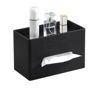 Vocdikficy Couvercle de Boîte à Mouchoirs Grande Taille Rectangulaire, Support de Boîte à Mouchoirs en Cuir PU avec Plateau de Rangement, Support de Mouchoirs Organisateur Noir