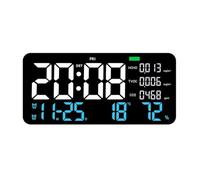 Vocdikficy Horloge Murale Numérique LED, Affichage Formaldéhyde/CO2/TVOC, Reconnaissance de Fumée, Compte à Rebours, Horloge Décorative de Chambre à Coucher Bleue