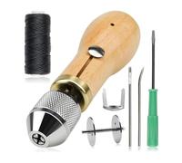 Vocdikficy Kit de Poinçon de Couture Portable de 7 Pièces, Poinçon de Couture en Cuir, Poinçon D'Artisanat en Cuir avec Aiguilles, pour Outils de Couture Faits à la Main
