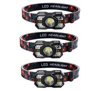 Vocdikficy Lot de 3 Lampes Frontales Rechargeables, Lampe Frontale LED Étanche pour Camping en Plein Air, Course à Pied, Randonnée, Pêche