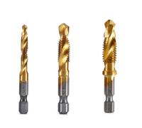 Vocdikficy M6 + M8 + M10 Tige Hexagonale Plaqué Titane Filetage HSS Forets à Taraud Métrique Machine à Vis Composé Outil de Chanfrein Ouvert