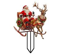Vocdikficy Père Noël Conduisant Un Traîneau à Rennes pour Livrer des Cadeaux Bouchon de Terrasse Extérieur en Acrylique Étanche pour Jardin