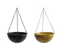Vocdikficy Pot de Fleurs Décoratif D'Intérieur à Suspendre en Métal pour Plantes Succulentes, Accessoire de Jardin, Noir, Grand Format + Doré, Grand Format