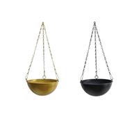 Vocdikficy Pot de Fleurs Décoratif D'Intérieur à Suspendre en Métal pour Plantes Succulentes, Accessoire de Jardin, Noir, Format + Doré, Format