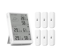 Vocdikficy Station Météo WIFI Tuya avec Écran Numérique de Prévisions Météo avec 6 Capteurs WIFI+RF433 de Thermomètre Hygromètre. Prise en Charge Du Contrôle Vocal.