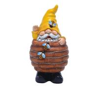 Vocdikficy Statue de GNOME de Jardin Solaire Figurine de Gnomes d'abeille en Résine Drôle Décor de GNOME de Miel D'Extérieur pour Jardin avec Lumière Solaire 1 Pièce