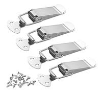 VOCIBO® Lot de 4 fermetures à cliquet en acier inoxydable de 56 mm avec vis, 16 pièces, fermeture à levier, fermeture de caisse, serrure à capuchon pour boîte à outils, tiroir, coffre, boîte