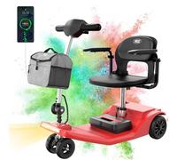 VOCIC D50 Scooter de mobilité électrique 3 roues ultra légère(22KG),25KM scooter électrique bis 136KG pour senior avec bâche et panier,E-mobilité stable avec pneus increvables,Support 5 ans|Rouge