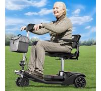 VOCIC D50 Scooter de mobilité électrique 3 roues ultra légère(22KG),25KM scooter électrique bis 136KG pour senior avec bâche et panier,E-mobilité stable avec pneus increvables,Support 5 ans|Noir