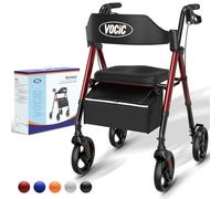 VOCIC Déambulateur pliable et léger avec siège, déambulateur étroit pour appartement, déambulateur pour personnes âgées, pliable avec pneus de 20 cm pour tout terrain, siège et poignée réglables en