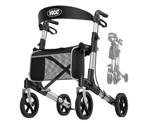 VOCIC Déambulateur pliable et léger avec siège, déambulateur étroit pour appartement pliable en aluminium déambulateur pour personnes âgées, ne pèse que 7,8 kg, achète Walker pour tous les terrains,