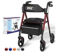 VOCIC Déambulateur pliable et léger avec siège, déambulateur étroit pour l'appartement, déambulateur pour personnes âgées, pliable avec pneus de 20 cm pour tout terrain, siège et poignée réglables en