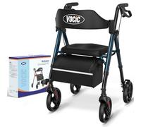 VOCIC Déambulateur pliable et léger, idéal pour appartements, adapté aux personnes âgées, tout-terrain avec pneus de 20 cm, siège et poignée réglables
