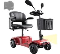 VOCIC Fauteuil roulant électrique à 4 roues, pliable, léger, jusqu'à 136 kg, D42, portée de 20 km, pour extérieur, avec pneus anti-crevaison (rouge)