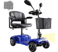 VOCIC Fauteuil roulant électrique à 4 roues, pliable, léger, jusqu'à 136 kg, D42, portée de 20 km, pour extérieur, avec pneus anti-crevaison (bleu)