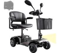 VOCIC Fauteuil roulant électrique à 4 roues, pliable, léger, jusqu'à 136 kg, D42, portée de 20 km, pour extérieur, avec pneus anti-crevaison (noir)