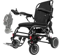 VOCIC Fauteuil roulant électrique en carbone pliable léger (24 kg), double | Fauteuil roulant électrique 28 km pour personnes âgées, pneus anti-crevaison pour tout terrain, approuvé par les compagnies