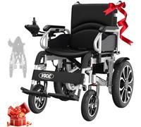 VOCIC Fauteuil roulant electrique pliable leger pour 150KG,30KM fauteuil handicapés électrique Stable,Chaise roulante électrique avec 40CM pneus gonflables amortisseurs(argent)