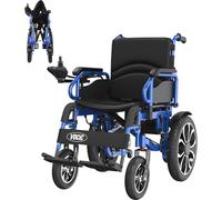 VOCIC Fauteuil roulant electrique pliable leger pour 150KG,30KM fauteuil handicapés électrique Stable,Chaise roulante électrique avec 40CM pneus gonflables amortisseurs,Garantie 5 ans|Bleu