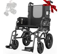 VOCIC U11 - Fauteuil roulant pliable et léger - 13 kg - Pour appartement - Pliable jusqu'à 136 kg - Siège de 46 cm - Deux freins - Grands pneus de 30 cm - Coussin d'assise en maille 3D - Fauteuil