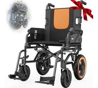 VOCIC U11 - Fauteuil roulant pliable et léger - 13 kg - Pour appartement - Pliable jusqu'à 136 kg - Siège de 46 cm - Deux freins - Grands pneus de 30 cm - Coussin d'assise en maille 3D - Fauteuil