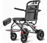VOCIC U41 - Fauteuil roulant pliable et léger - 8,6 kg - En aluminium - Ultra léger - Avec pneus tout-terrain de 20 cm - Pour appartement, noir de nuit