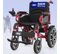 VOCIC V56 Fauteuil roulant électrique pliable, léger, 30 km | jusqu'à 150 kg, avec pneus en caoutchouc de 40 cm, pour tous les terrains (rouge étain)