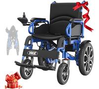 VOCIC V56 Fauteuil roulant electrique pliable leger pour 150KG | 30KM fauteuil handicapés électrique Stable,Chaise roulante électrique avec 40CM pneus gonflables amortisseur,Bleu Ciel