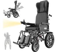 VOCIC V57 Fauteuil roulant électrique ergonomique pliable léger avec dossier inclinable à 165°, fauteuil roulant électrique de 30KM pour seniors jusqu'à 150KG, fauteuil roulant électrique de 500W avec