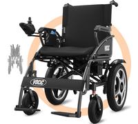 VOCIC V58 - Fauteuil roulant électrique pliable et léger - Jusqu'à 150 kg - Avec pneus à air en caoutchouc d'extérieur - Moteur puissant de 500 W - Siège souple de 46 cm - Gris perle