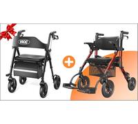 VOCIC Z21 Déambulateur pliable et léger avec siège, modèle étroit pour usage domestique, idéal pour les seniors, noir ; Z51 Fauteuil roulant pliable et léger 2 en 1 avec siège