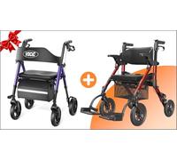 VOCIC Z21 Déambulateur pliable et léger avec siège, modèle étroit pour usage domestique, idéal pour les seniors,Violet,Z51 Fauteuil roulant pliable et léger 2 en 1 avec siège