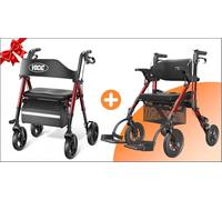 VOCIC Z21 Déambulateur pliable et léger avec siège, modèle étroit pour usage domestique, idéal pour les seniors, Rouge,Z51 Fauteuil roulant pliable et léger 2 en 1 avec siège