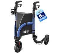 VOCIC Z25 déambulateur 3 roues pliable et léger pour personnes âgées,4,9 kg | Déambulateur fin pour appartement,Walker avec pneus de 20 cm, porte-canne & gobelet,deambulateur à trois, MAX 136kg,bleu