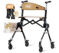 VOCIC Z35 PackGo Deambulateur 4 roues pliable leger adulte,Format sac à dos | 5,7kg, Déambulateur pour personnes âgées, Max 136kg,Hauteur réglable, Rollator pour voyager,Noir(sac à dos inclus)