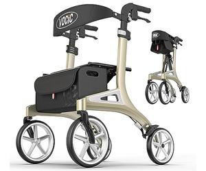 VOCIC Z71 Deambulateur pliable léger,Déambulateurs à roues et rollators avec siège,Dossier réglable en profondeur et en hauteur,Déambulateur en aluminium d interieur à l'exterieur,Vert