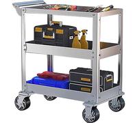 Vockol Chariot d'Atelier en Acier Inoxydable, Chariot à Outils à 3 Étages d'une Capacité de 500kg, Chariot de Travail, Chariot Servante d'Atelier pour Garage, Atelier, Cuisine, 78 x 46 x 92 cm
