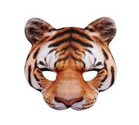 Vocoliday Demi-masque d'Halloween en forme de tigre jaune pour Halloween, bal masqué, fête costumée, accessoires de cosplay