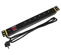 VOCOMO Multiprise 6 prises 19" (3680 W) avec interrupteur USB 5 V pour amplificateur AV/récepteur, EDV, IT