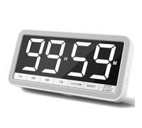 VOCOO Grand minuteur numérique pour la Cuisine: Minuteur magnétique à LED avec 3 Niveaux de luminosité, 4 alarmes et 3 Niveaux de Volume, Compte à rebours à Piles pour Cuisiner (Blanc)