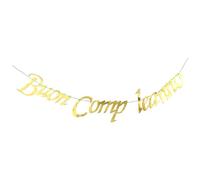 VOCOSTE 1 Ensemble de Bannière Buon Compleanno Italien Joyeux Anniversaire avec Décorations en Fil, Tons Dorés