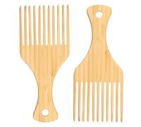 VOCOSTE Peigne En Bois Couleur Bois 2Pcs Pour Cheveux Bouclés Épais | Taille 18.2x7.8 Cm, Écart Entre Dents 3.8 Mm, Largeur Latérale 6 Mm, Poignée Ergonomique, Portable, Suspendu