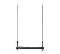 VOCUE Balançoire à oiseaux avec perles colorées en bois à suspendre pour perruches, perchoir d'entraînement pour décoration de cage à oiseaux