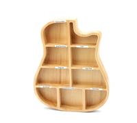 VOCUE Boîte de rangement en forme de guitare en bois pour médiators de guitare, accessoires de guitare, étui multi-compartiments pour pièces de guitare