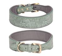 VOCUE Collier en cuir pour chien, collier rembourré doux pour grands chiens, colliers réglables, grandes races, collier en relief, fourniture pour chien