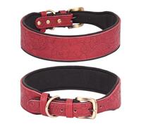 VOCUE Collier en cuir pour chien, collier rembourré doux pour grands chiens, colliers réglables, grandes races, collier en relief, fourniture pour chien