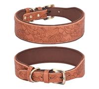 VOCUE Collier pour chiens en cuir souple rembourré pour chiens de grande taille, collier réglable pour grandes races, collier en relief